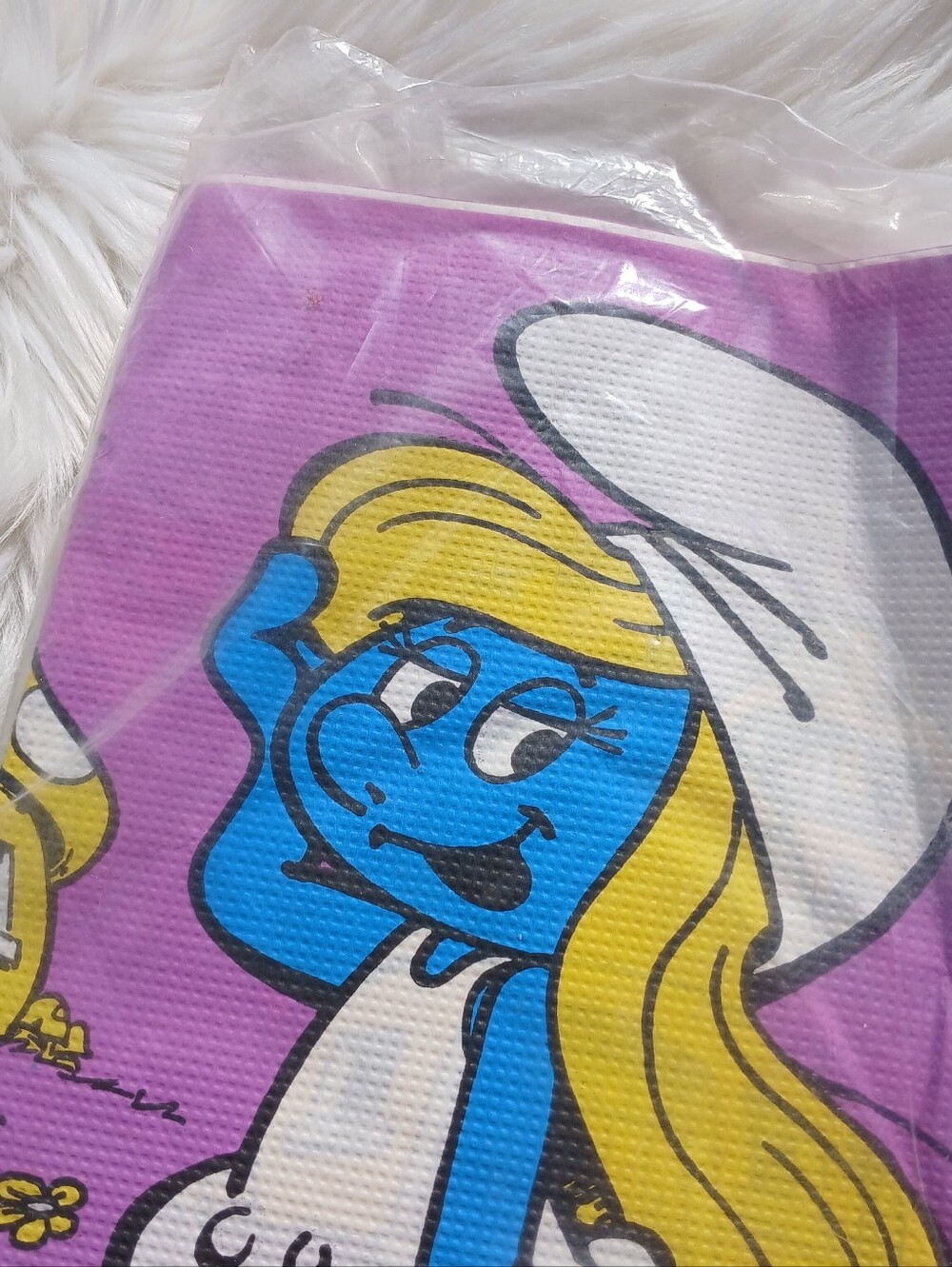 Vintage Smurfette Table Cover 1982 The Smurfs Birthday Party Decor 80s 1980s